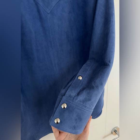 Khaite Jinn Suede Shirt, 6, Blue Iris - Picture 15 of 17